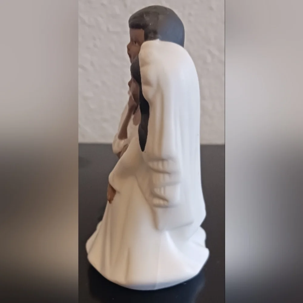 Wedding Cake Topper Bride and Groom Dark Hair and Skin